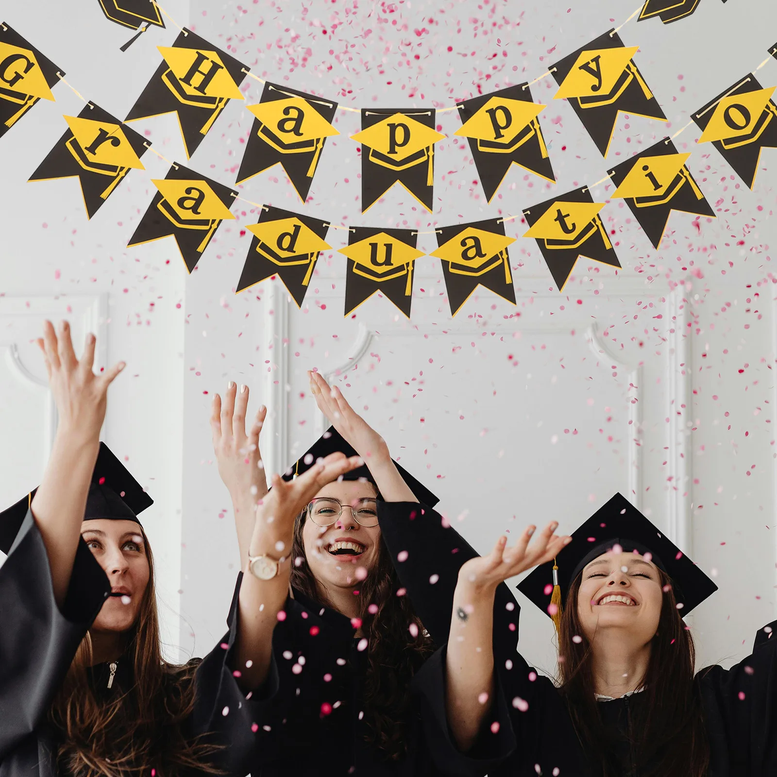 

Stylish Graduation Banner Celebration Background Decor Decorative Banner Graduation Party Layout Paper