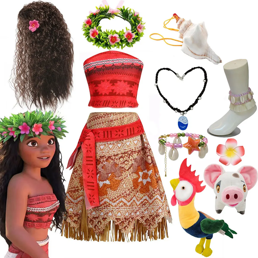 NEW Moana Episode 2 Movie Costume Disney Princess Vaiana Role Play Dress Girls Carnival Outfit Toddler Polynesian Beach Clothing