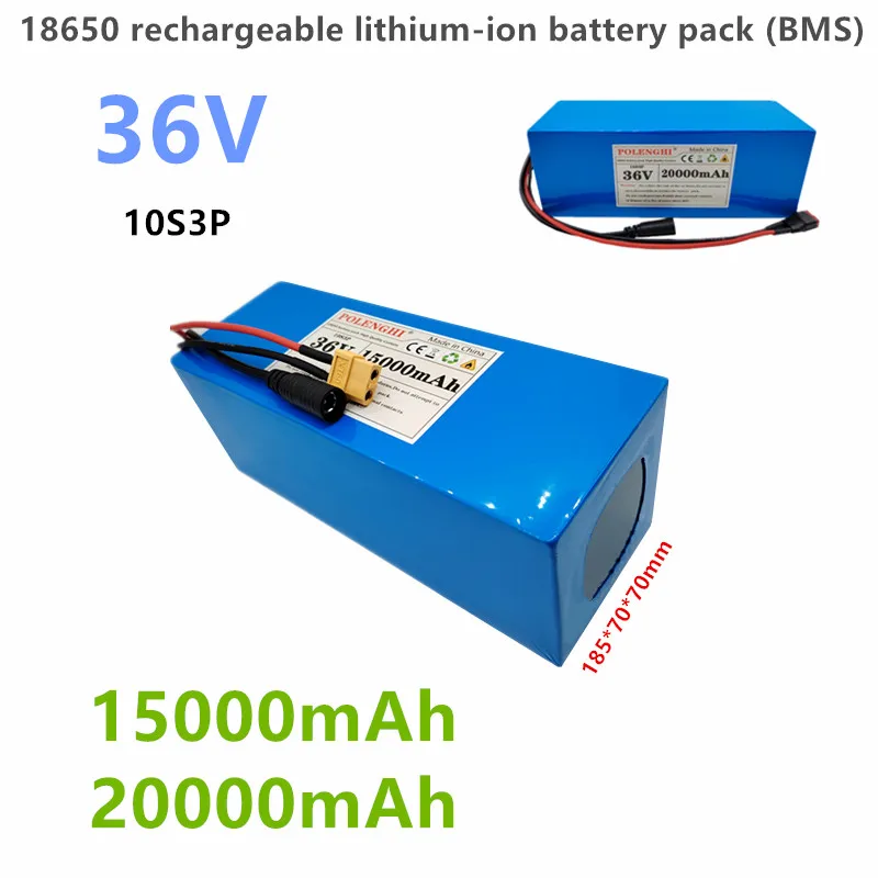 

18650 36V 15000 or 20000mAh 10S3P XT-60 orT Rechargeable Lithium Ion Battery Pack with BMS