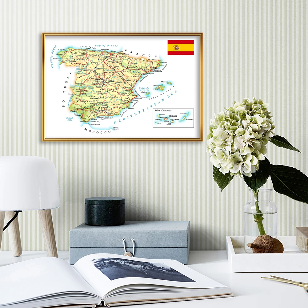 59*42cm la spagna mappa (In spagna) Poster da parete tela pittura soggiorno decorazione della casa materiale scolastico regalo di viaggio