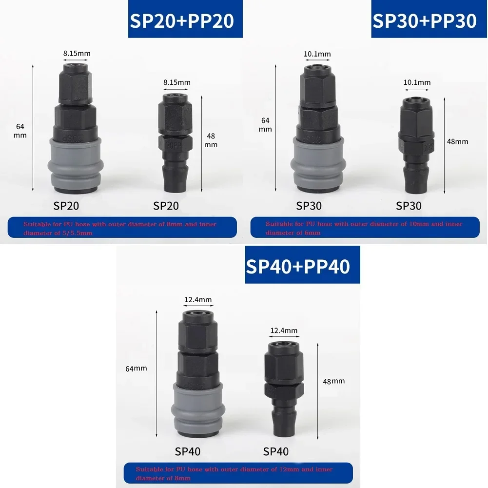 C-Type Self-Locking Quick Connector Compressor Pneumatic Fittings 8/10/12mm Pipe Interface Water Connector Tool Part