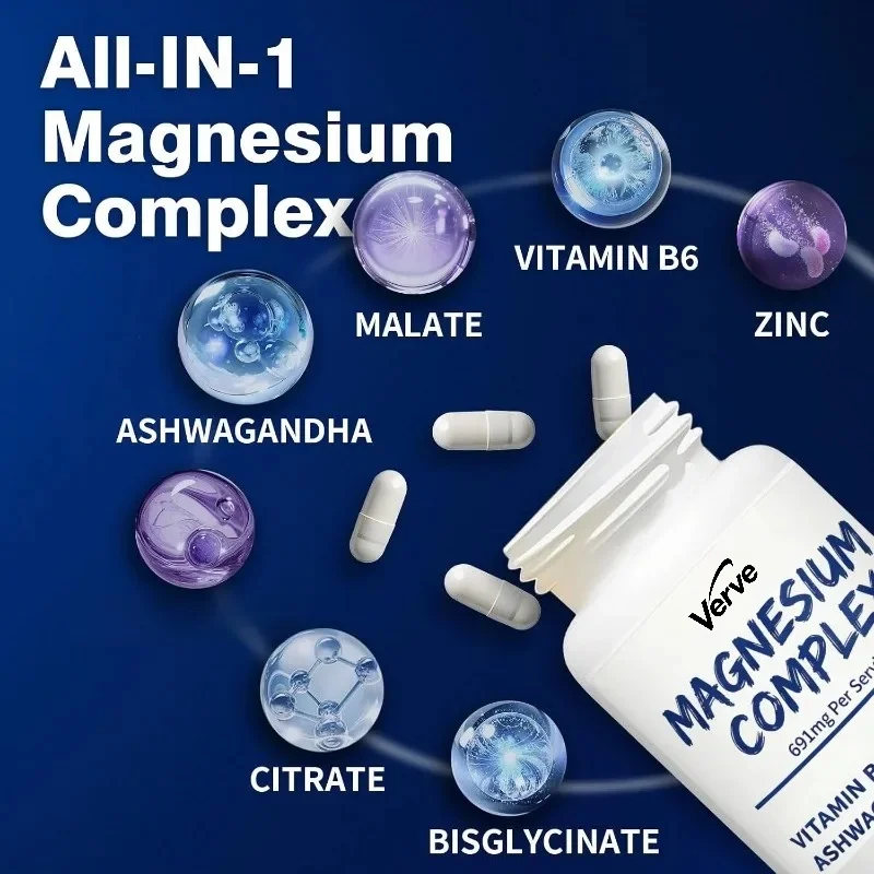 Magnesium Composite Supplement 350 Mg-60 Capsules - Containing Glycine and Zinc, Vegetarian
