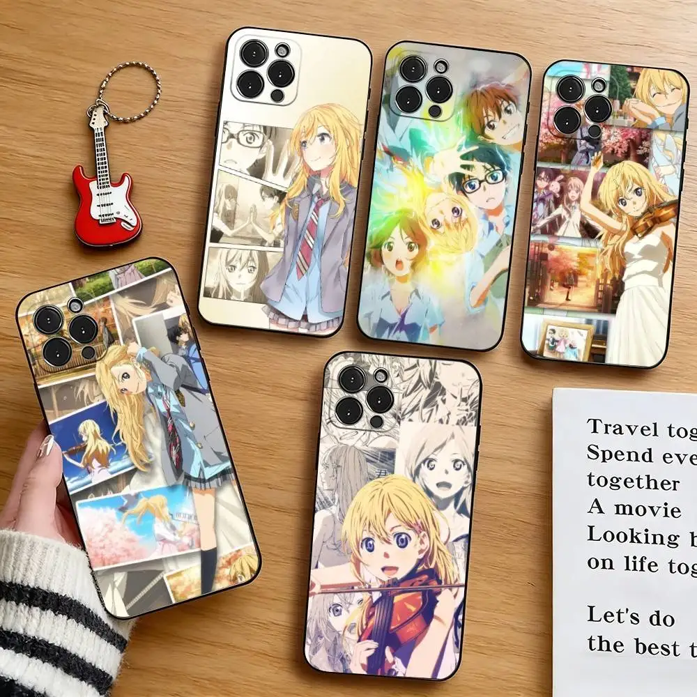 Y-Your Lie in A-April Phone Case For iPhone 17,16,15,14,13,12,11 Plus,Pro Max,XS,Soft Silicone Black Cover