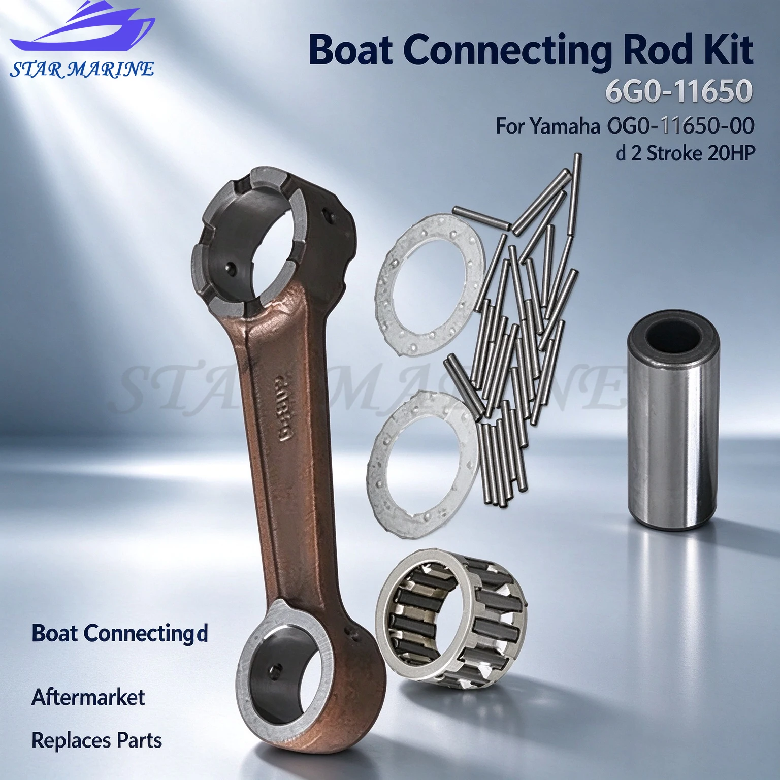Boat Connecting Rod Kit 6G0-11650 6G0-11650-00 For Yamaha Outboard 2 Stroke 20HP Aftermarket Replaces Parts