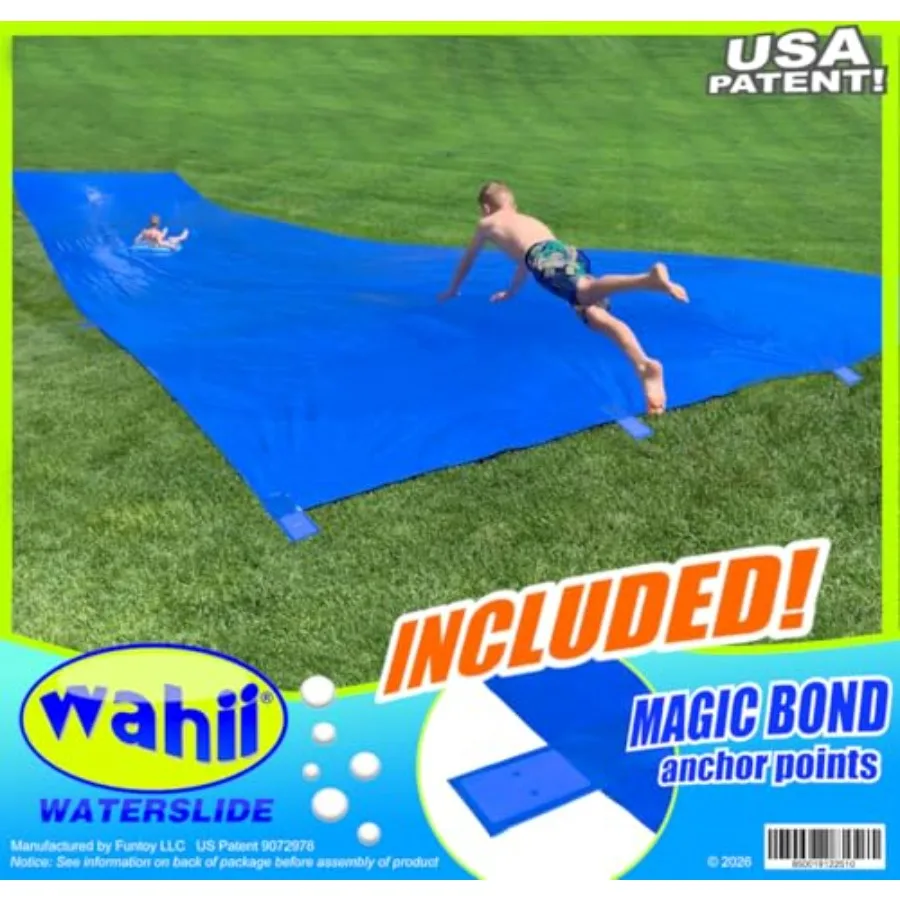 Giant WATERSLIDE with Magic Bond Anchor Points • The Original Giant 75ft Backyard Lawn Water Slide - Adult and Teen Super Slip