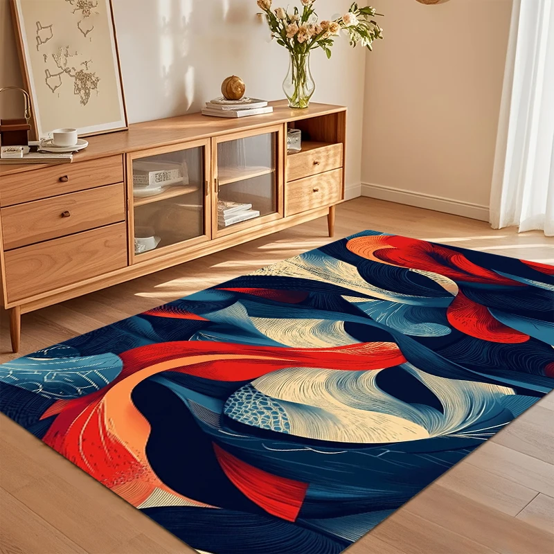 Minimalist Khaki Border Rug Modern Simple Frame Design Living Room Carpet Geometric Area Rug Bedroom Floor Mat