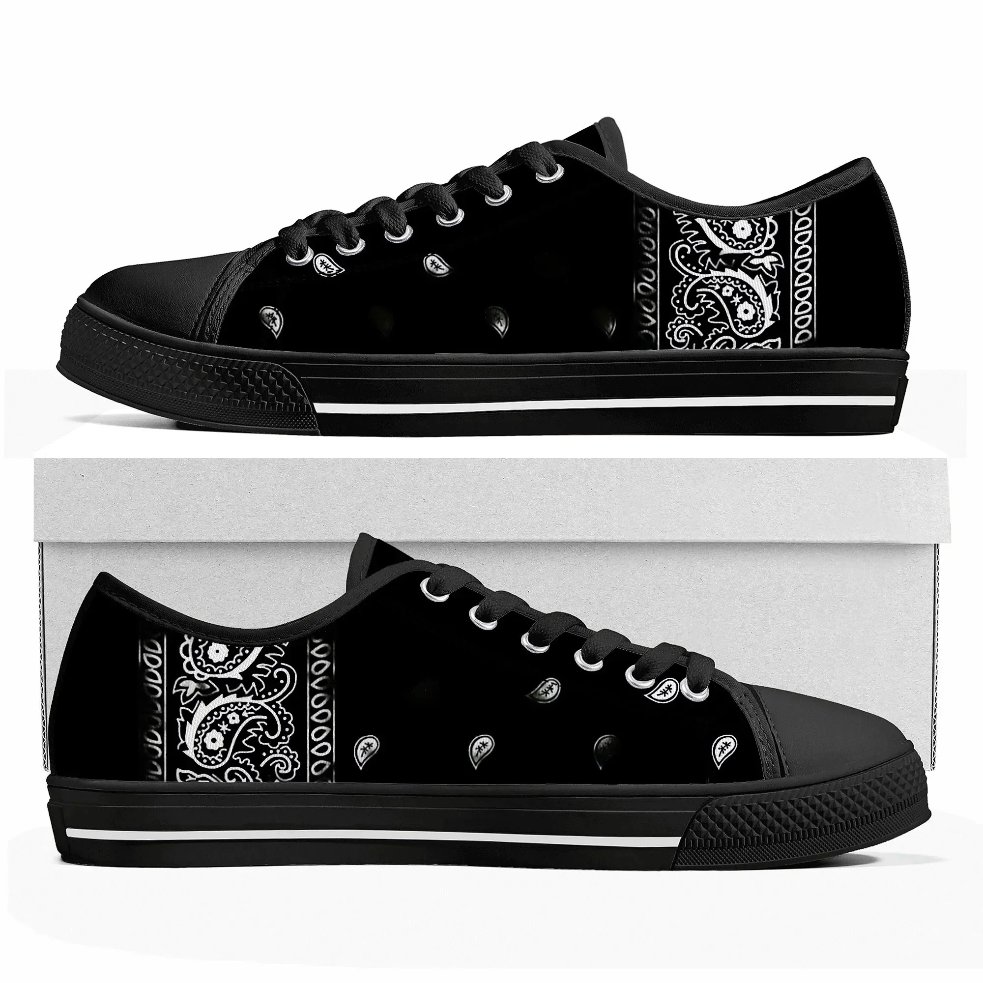 

Низкие кеды Bandana Paisley для мужчин, женщин и подростков, высококачественные кеды из канваса, повседневная обувь для пар, обувь на заказ