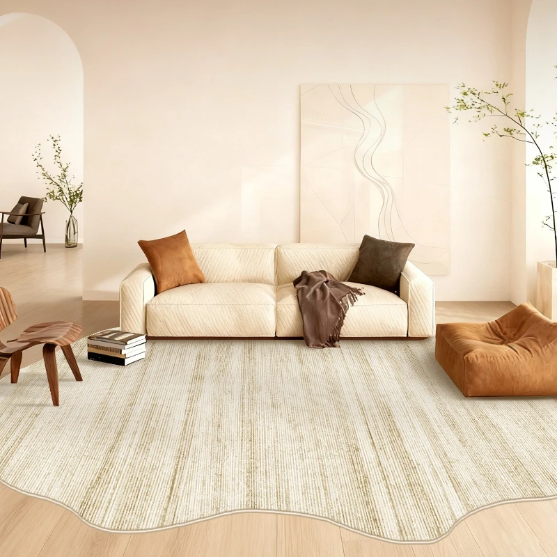 Cream Style Carpets for Living Room Light Luxury Bedroom Decor Carpet Fluffy Soft Irregular Shape Rug Home Thick Plush Floor Mat