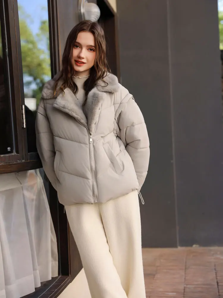 Vielleicht 新しい女性の冬のパーカー服厚いジャケットカジュアル取り外し可能なスリーブショートファーターンダウン襟冬コート生き抜く