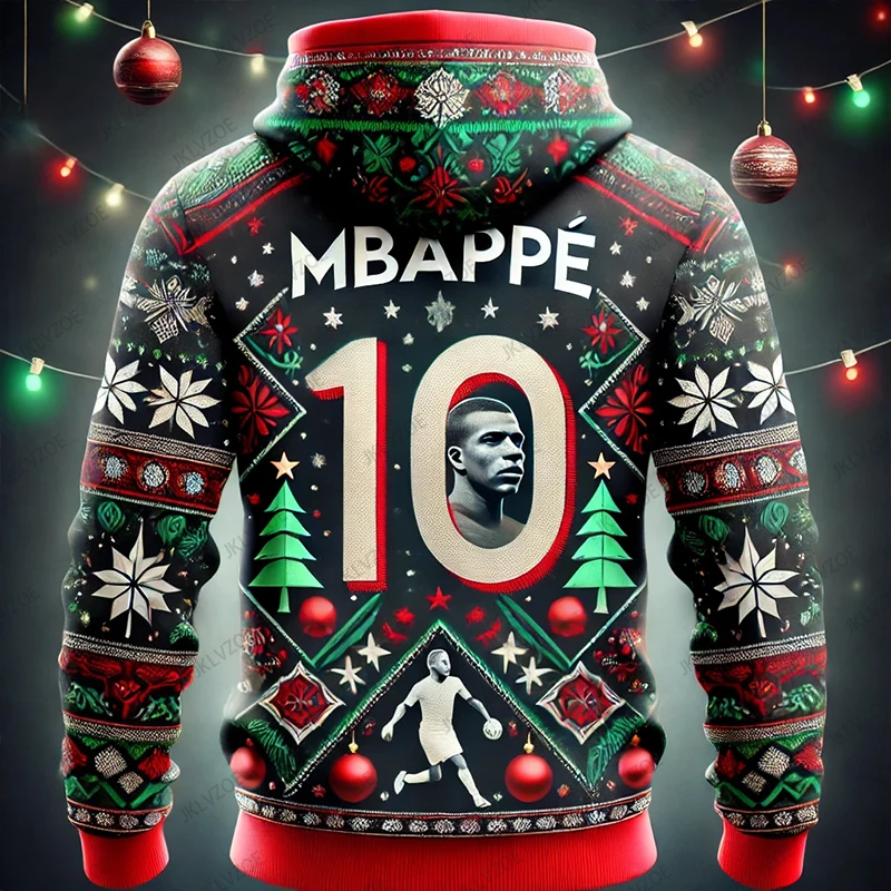 عيد الميلاد وصول جديد CHATGPT تصميم الرياضة طويلة الأكمام Mbappe 10 هوديس المتضخم جيرسي التدريب موحدة الاطفال/الكبار قمم #4