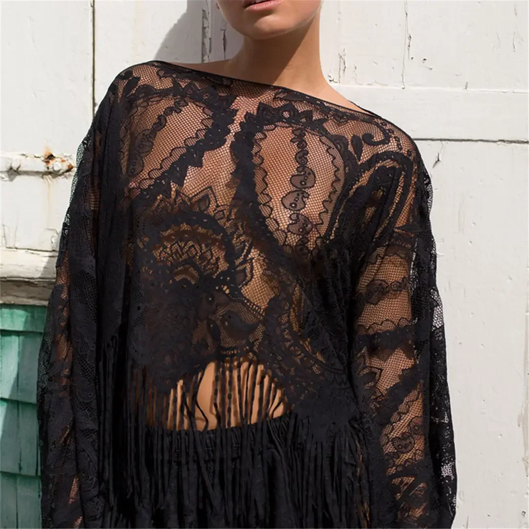 술 메쉬 쉬어 2 조각 세트 스커트 비치 커버 커버 업 비치 드레스 비치웨어 비치웨어 여성 여성 K2974