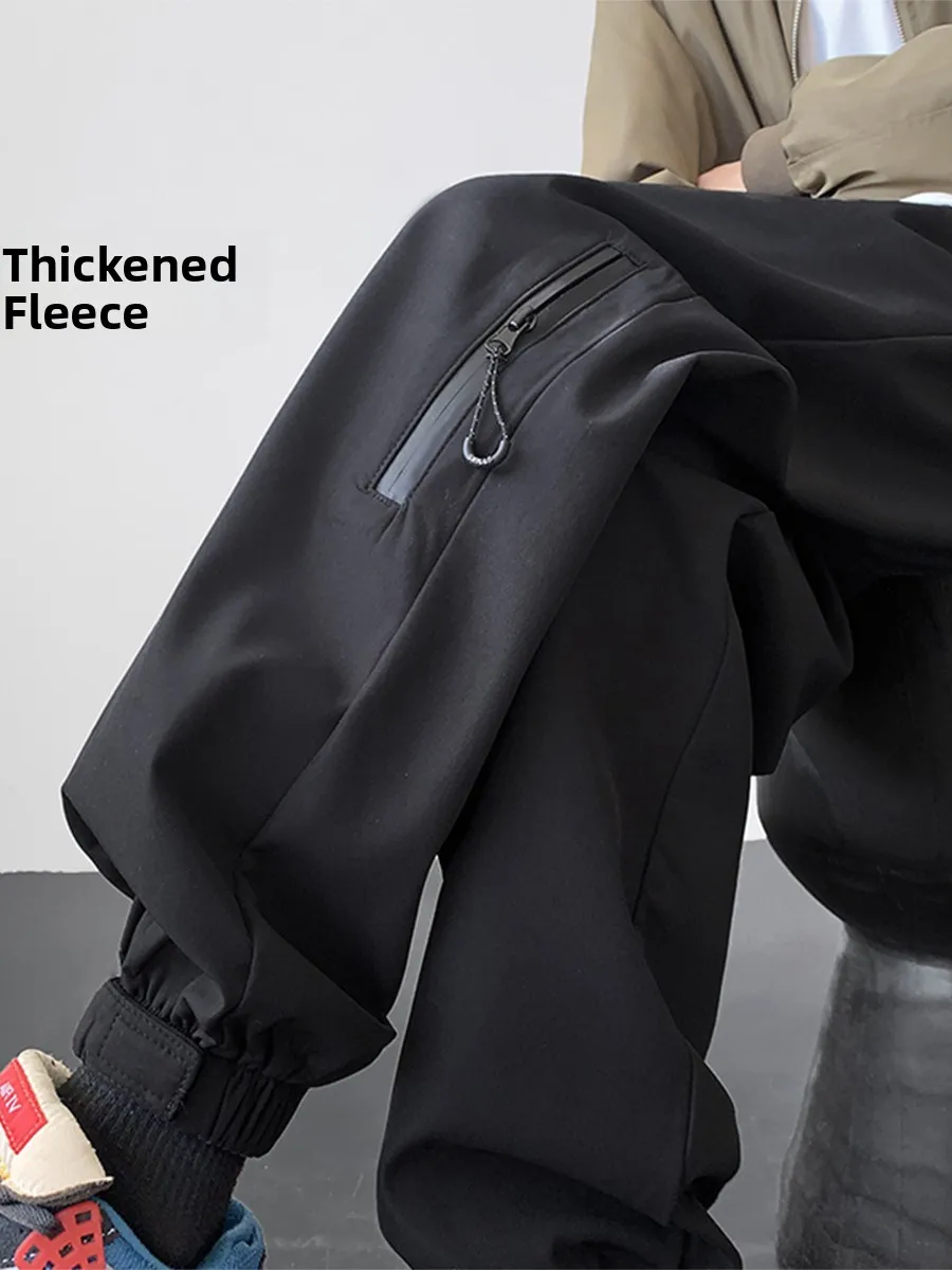 Thiened Fce Waterproof Windbreaker Pants Men's Winter Casual Loose Trousers Sports Leisure Mountain Climbing Long Pants