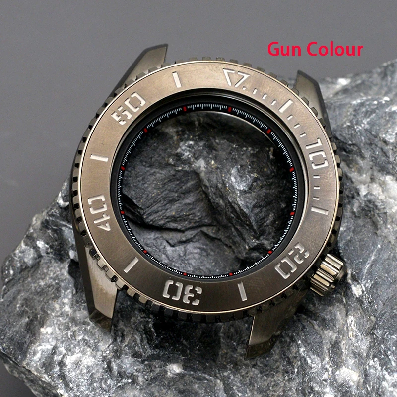 Mod NH35 Gun Colour Watch Case Fit Japan NH34 NH35 NH36 4R 6R Sapphire Glass Diver Watch Case Watch Repair Parts