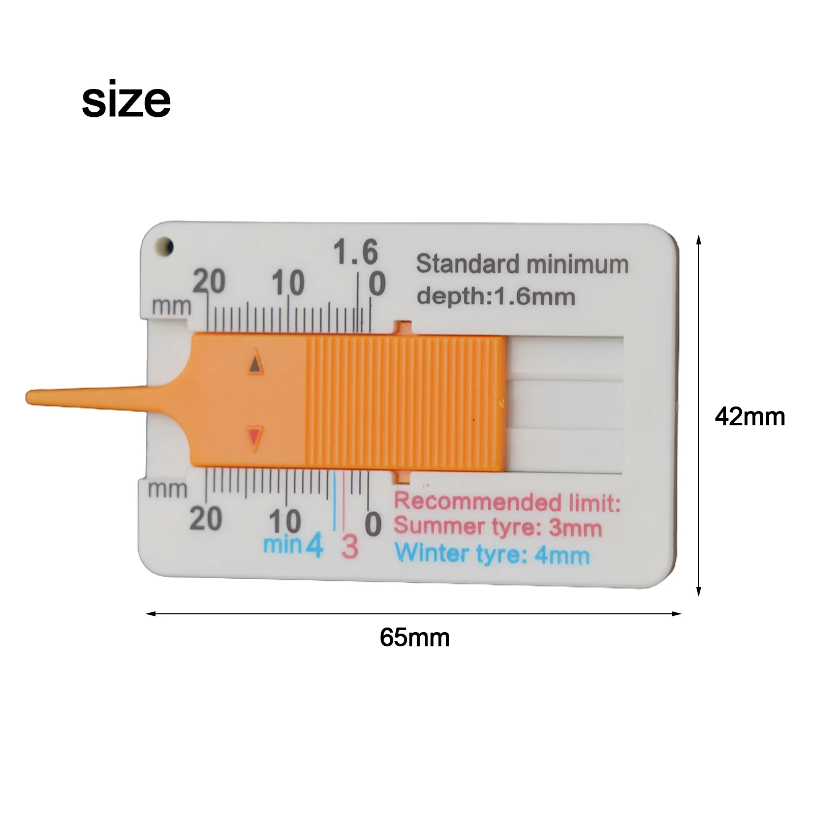 Plastic Tire Depth Gauge 0-20mm Vernier Caliper Ruler For Car Truck Winter Tyre Wear Testing Tool Pocket Size