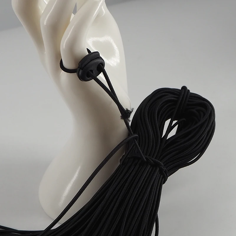 شريط مطاطي مستدير أسود بطول 100 متر، شريط مطاطي عالي المرونة لصنع قاعدة شعر مستعار على شكل ذيل حصان