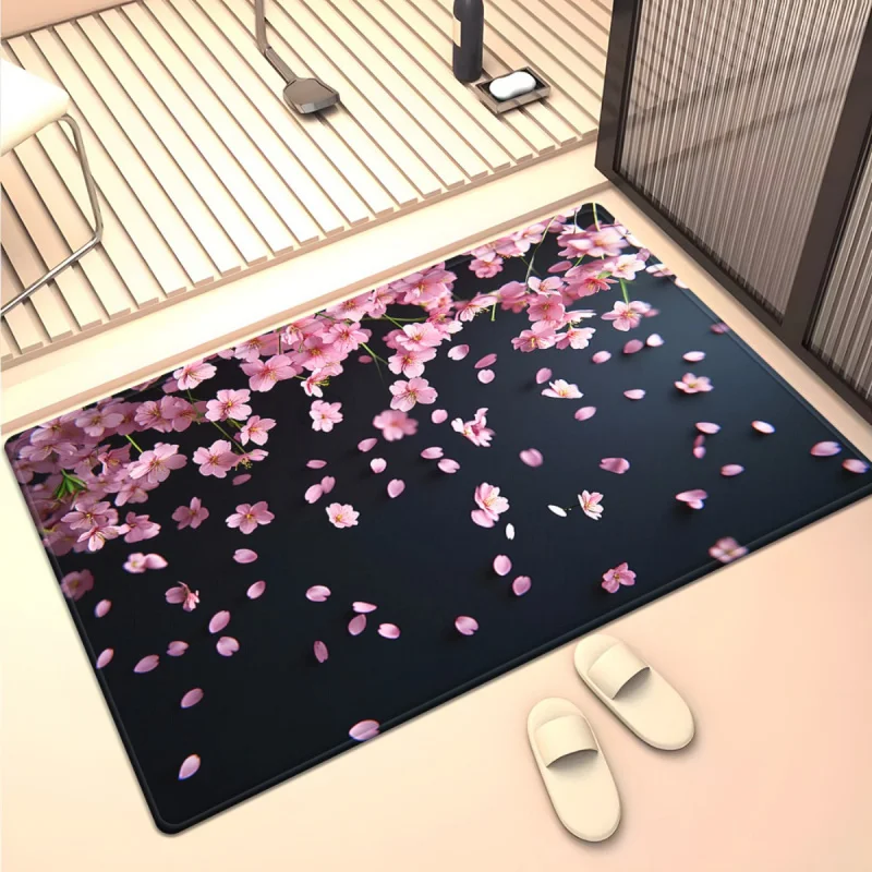 VIKAMA Japanese-Style Bathroom Mat Waterproof Non-Slip Wear-Resistant Home Use Shower Room Entrance Water-Absorbing Rug