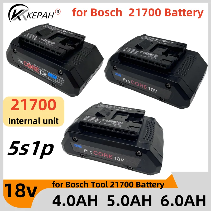 

18V 5S1P 6.0AH ProCORE replacement battery, for Bosch 18V cordless tools BAT609 BAT618 GBA18V 21700 high power 5C power cell