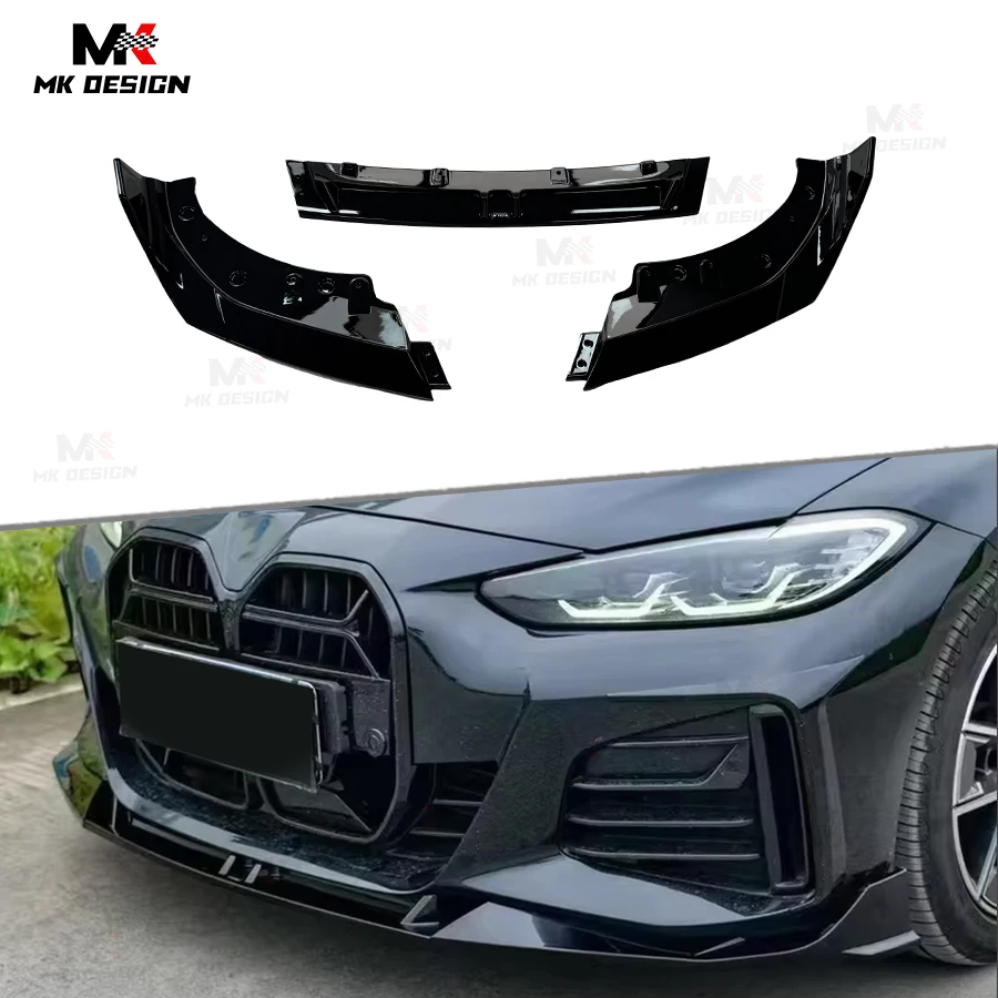 

VTEN Style Bright Black Front Lip Spoiler for BMW 4 Series G26 Sedan 2021+ PP Material Front Bumper Lip Side Splitters Auto Part