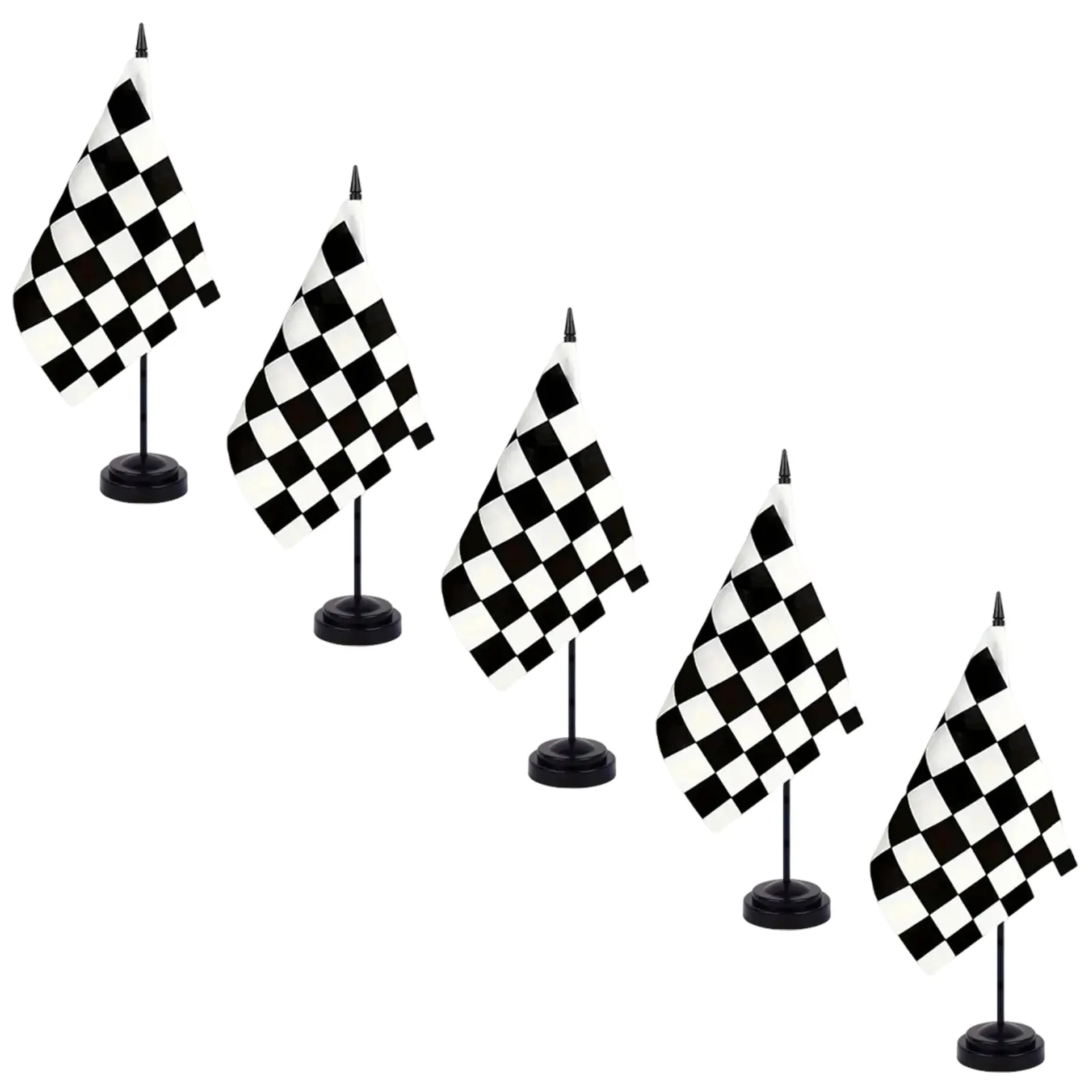 5 Pcs Flag Black and White Checkered Table Runner Race Racing Stick Decor on Sticks Decorations