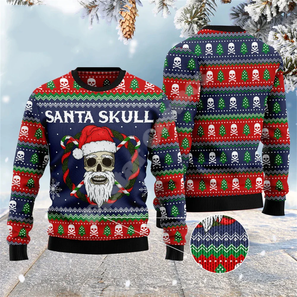 Christmas Halloween Tree Santa Claus Tattoo Animal Ugly Sweater Streetwear 3DPrint Harajuku Casual Pullover Winter Sweatshirts L