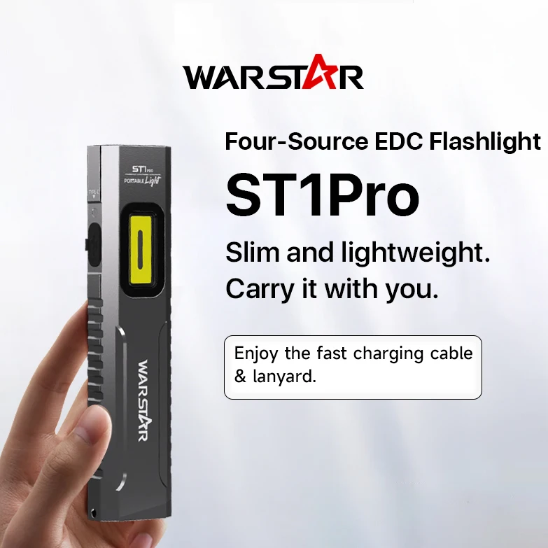 Portable Strong Light Work Light St1 Pro, 1500 High Lumens and High Brightness, Multi-Mode Operation, Aluminum Alloy Material, Durable and Drop-Resistant, Rechargeable Lithium Battery with 1000Mah High Capacity, Outdoor Emergency Survival Equipment