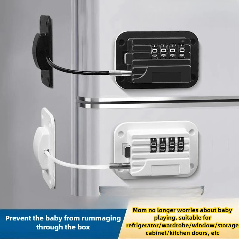 قفل أمان بكلمة مرور بدون مثقاب - قفل خزانة/باب عالي التحمل للأبواب المنزلقة، قفل ثلاجة آمن للأطفال (مضاد للسرقة، للاستخدام المنزلي) #3