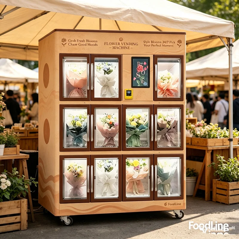 Customized Energy-Saving Refrigerated Flower Vending Machine 24H Multi-Language & Multi-Payment Floral bouquet vending machine
