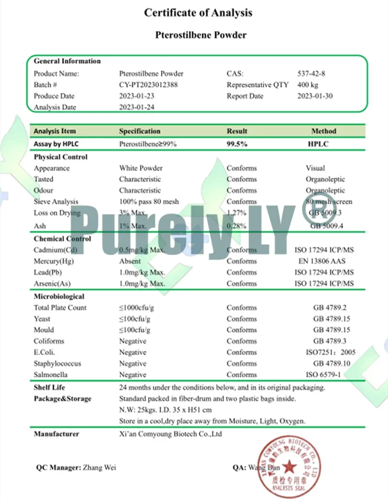 50g-1000g Pteros Tilbene Cas 537-42-8