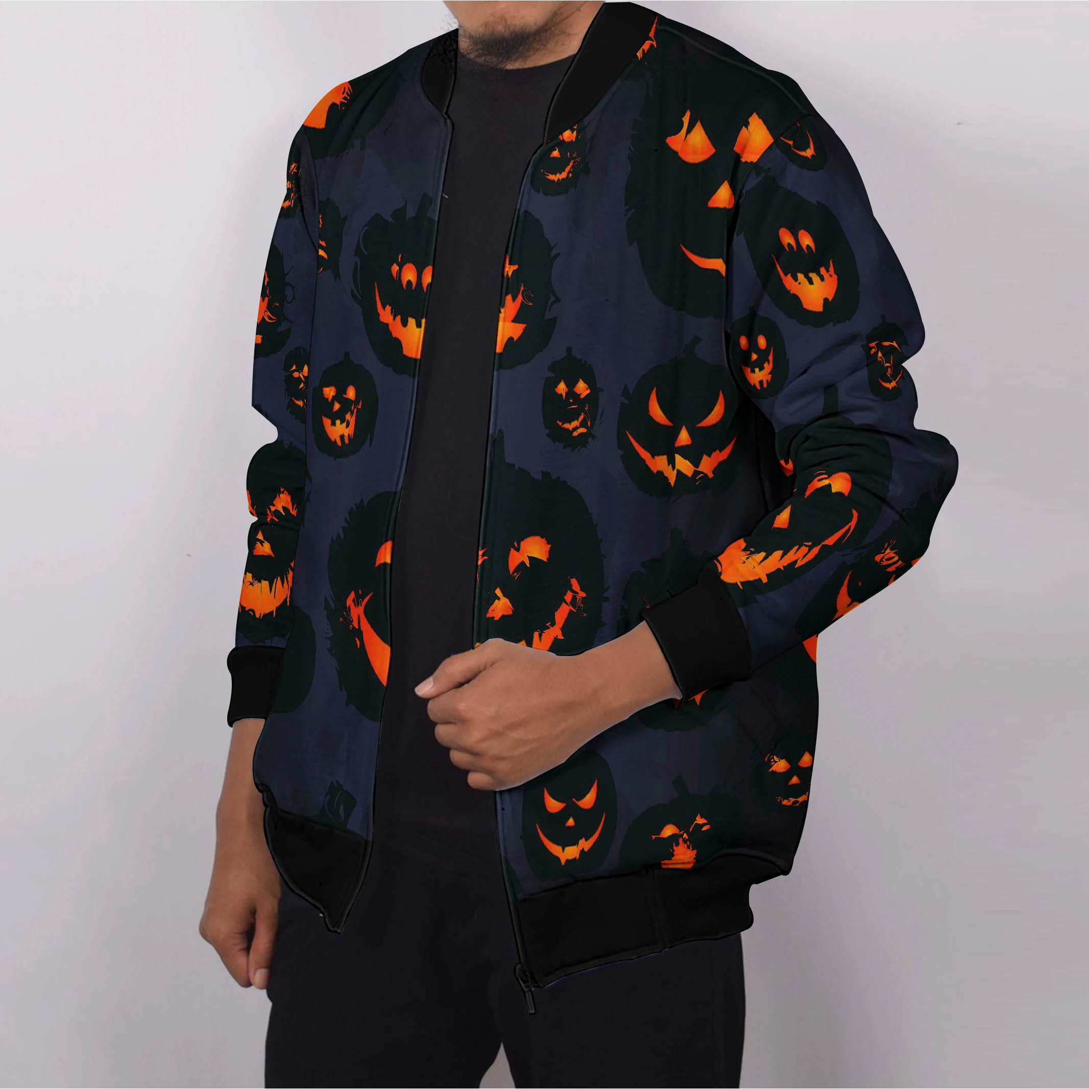 Halloween men\'s jacket autumn men\'s clothing 3D digital printing Halloween fashion all-match personality men\'s jacket top