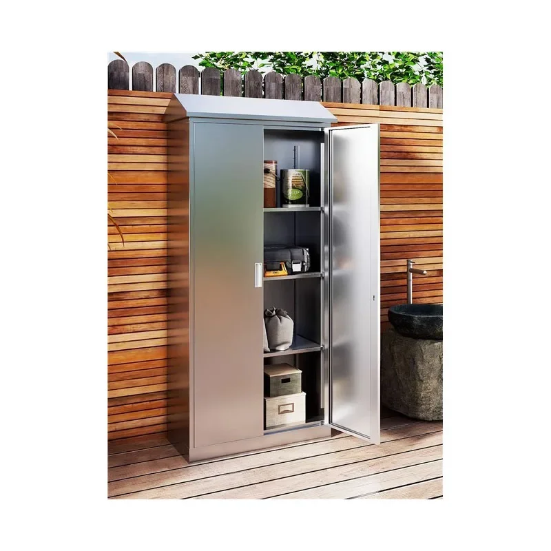 Customized 304 stainless steel outdoor cabinet outdoor storage with lock cleaning cabinet balcony cabinet waterproof sunscreen l