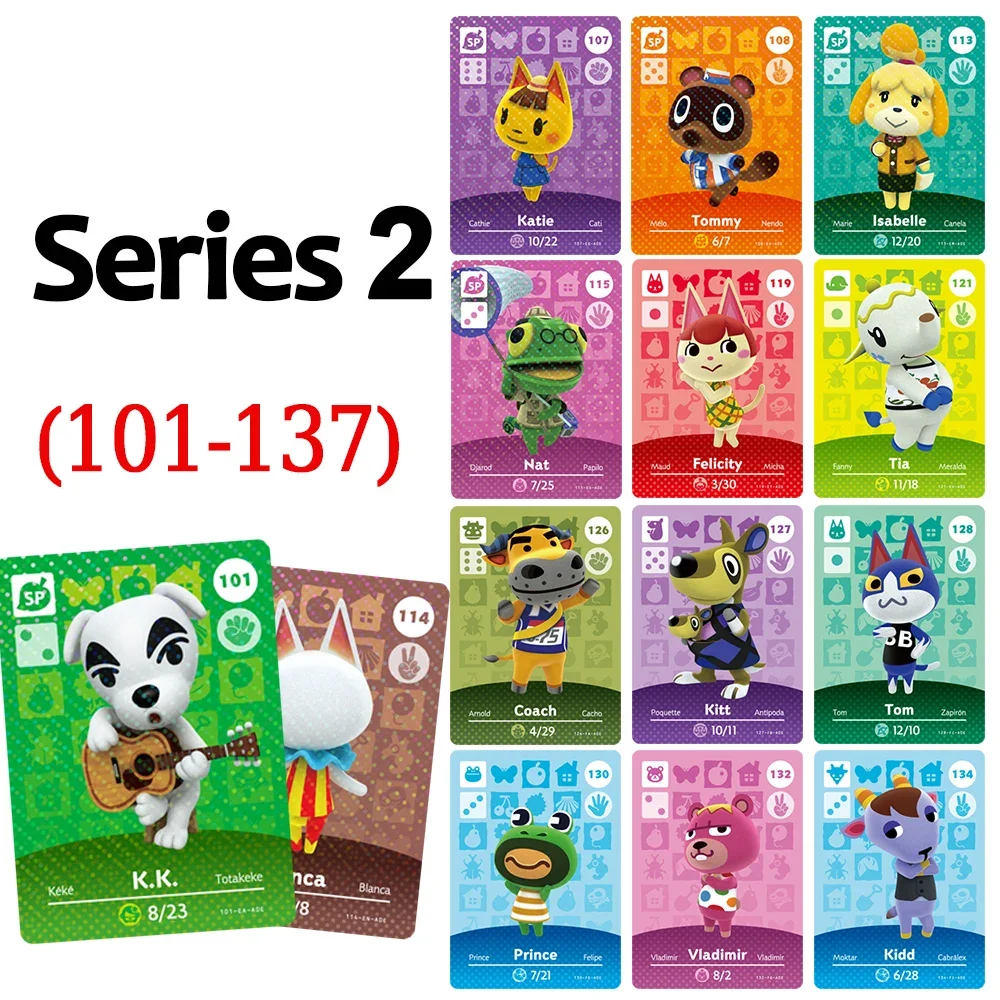 Animals Crossing New Cards Game High Quality NFC Cards Animal Cards Serie 2 101-137 Tags for NS Switch Wii Lite U Set