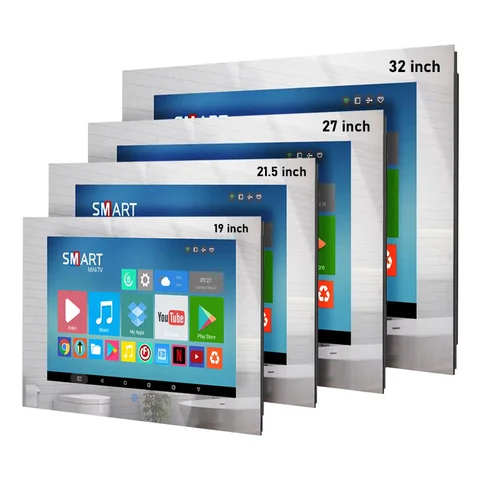 Smart Mirror TV Waterproof Bathroom TV 19 21.5 27 32 inch Android WiFi Magic Mirror Television LED Shower TV for Hotel Home