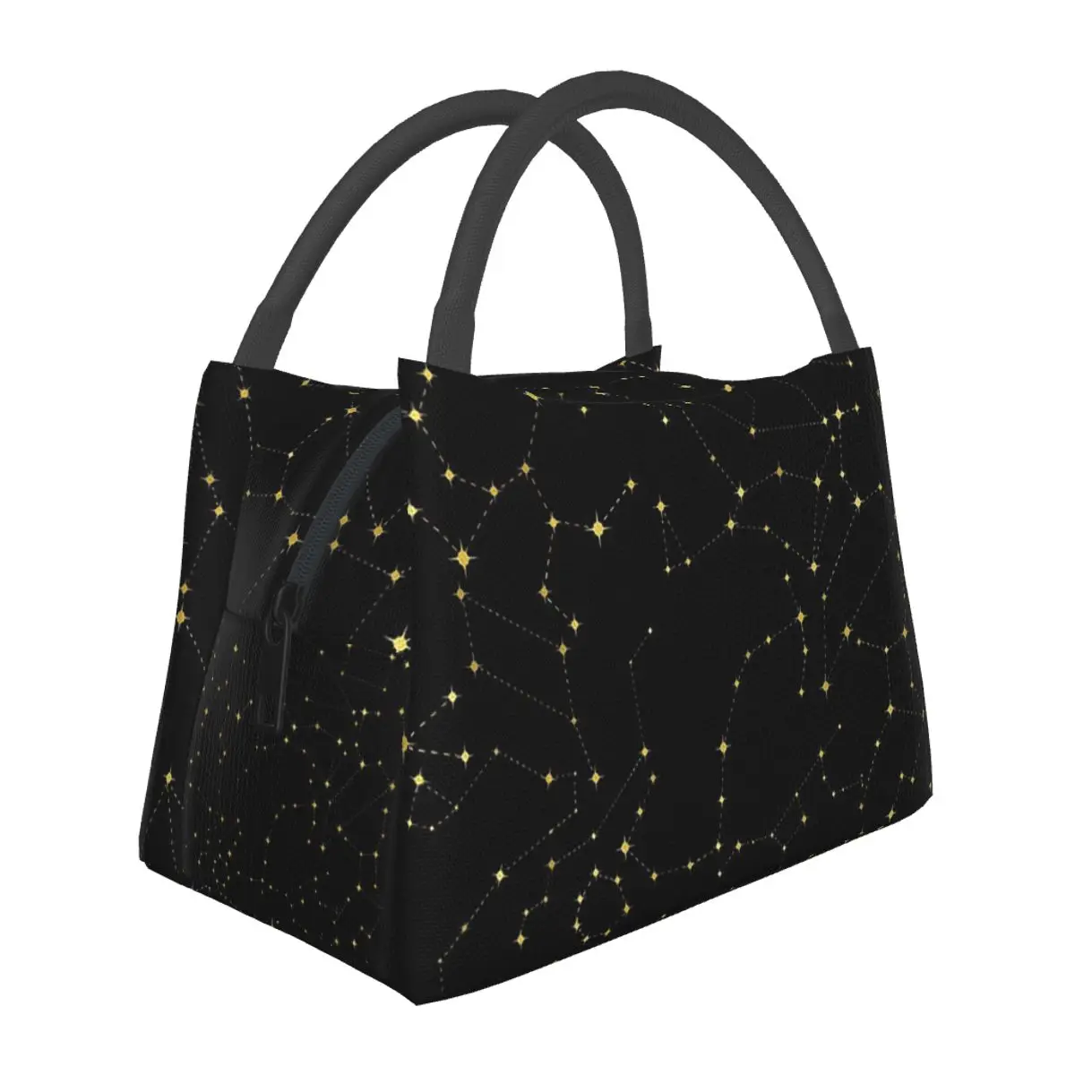 Night Sky Golden Celestial Stars Zodiac Constellations Lunch Bags Bento Box Lunch Tote Picnic Bags Thermal Bag for Woman Office