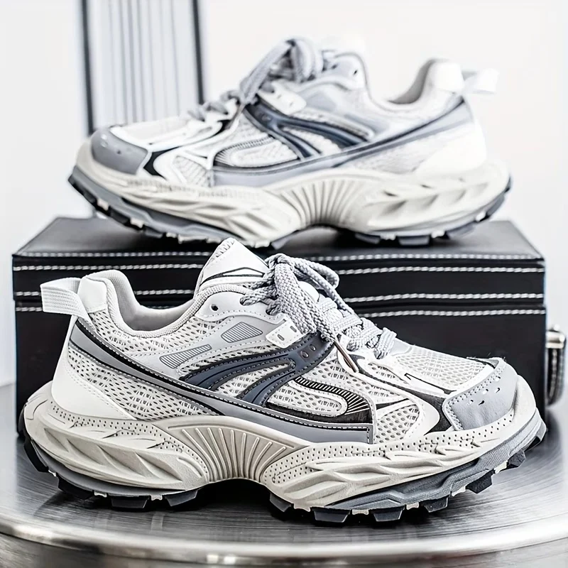 Atmungsaktive Herren-Sneaker mit dicker Sohle, Chunky-Style, Ah Gan Herrenschuhe, lässige, höhenverstellbare, beliebte Turnschuhe – Detail 8