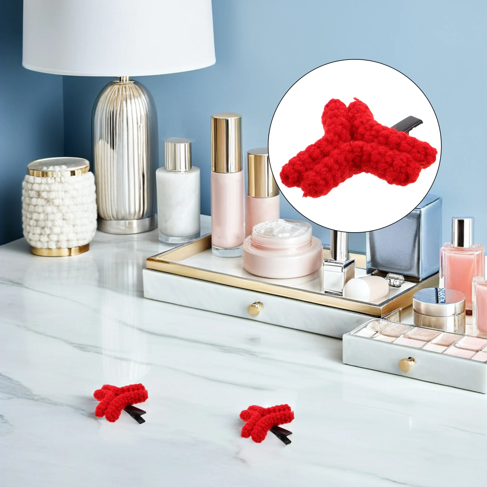 

1Pair Creative Hair Clips Hand-Knitted Red Angry Mark Cartoon Duckbill Barrette Novelty Hair Styling Accessories Party Holiday