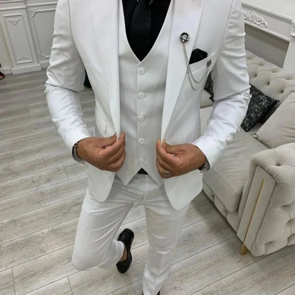 

Men Suits Single Breasted Groom Formal Business Male Blazer Set Peak Lapel Party Wedding Tuxedo (Jacket+Vest+Pants) Slim Fit