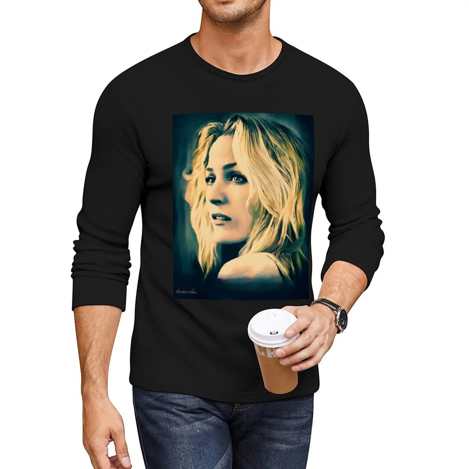 جيليان أندرسون بألوان زيتية تي شيرت طويل ملابس رجالية ملابس عتيقة تي شيرت كبير الحجم على الموضة الكورية تي شيرت رجالي جرافيك #6