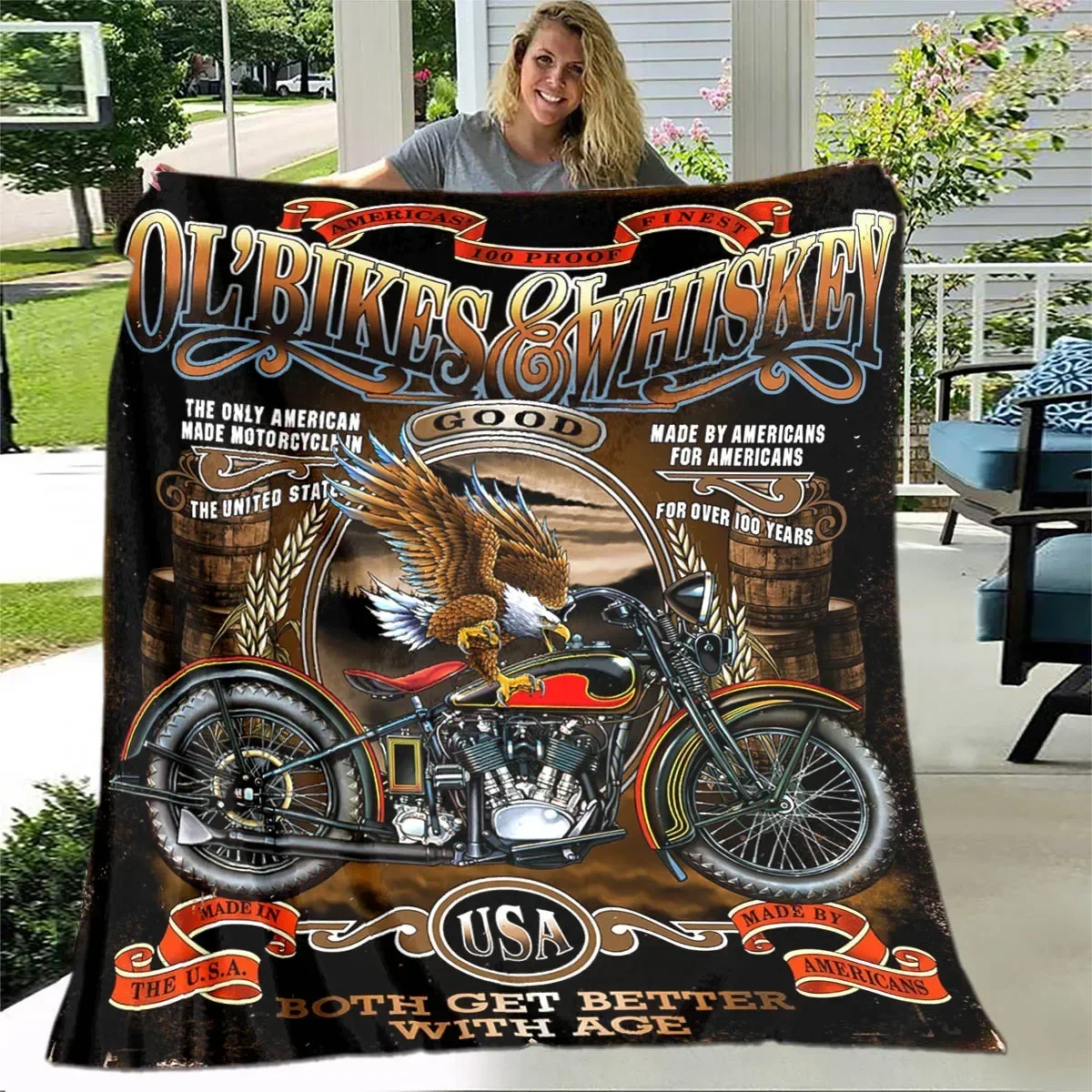 

Motorcycle retro printing Blankets Flange Warm blanket picnic blanket blankets for beds bed linings birthday gift