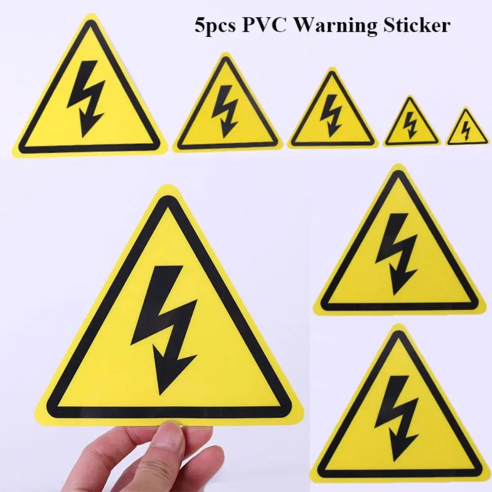 5pcs Yellow Warning Sticker 3.6/5/8/10/15cm Accessories Electrical Shock Hazard Safety Waterproof Tags Danger Forelectric Box