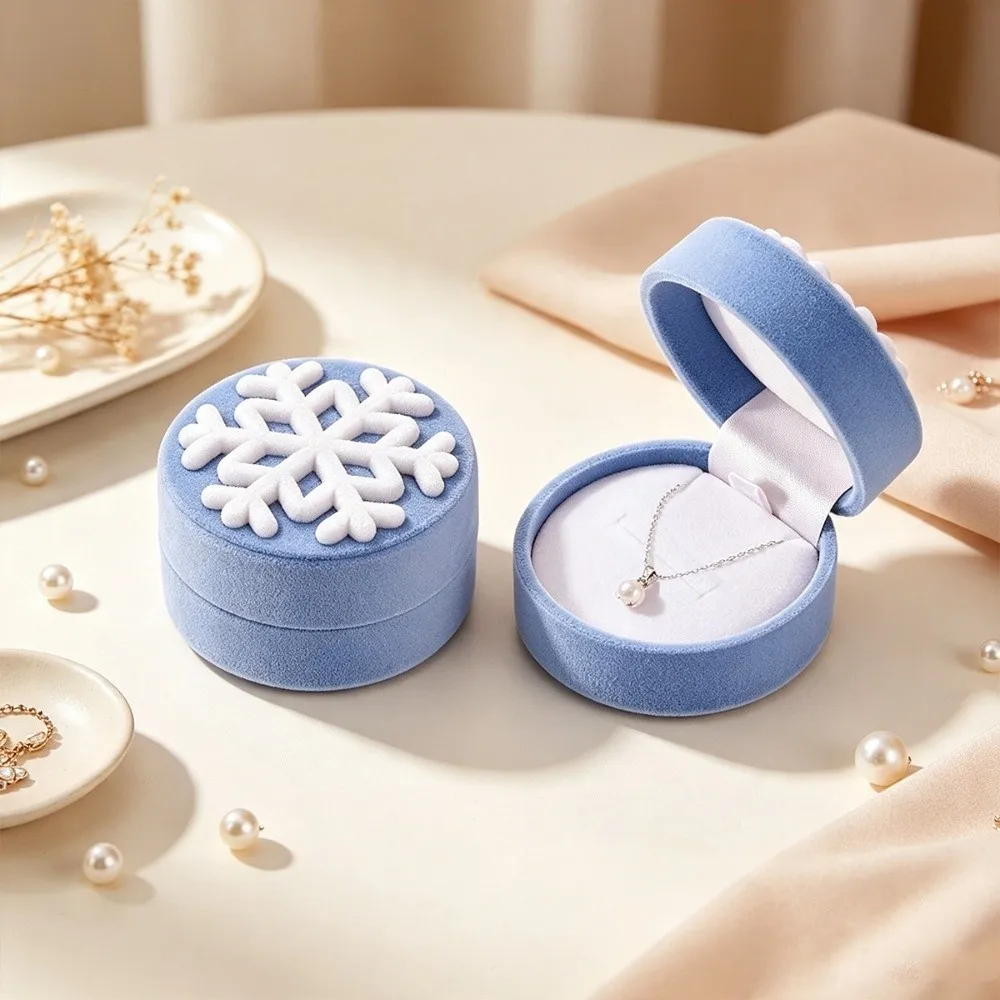 Wedding Christmas Jewelry Box Anti-collision Storage Crown Snowflake Bell Rings Box Romantic Mini Flannel Jewelry Organizer