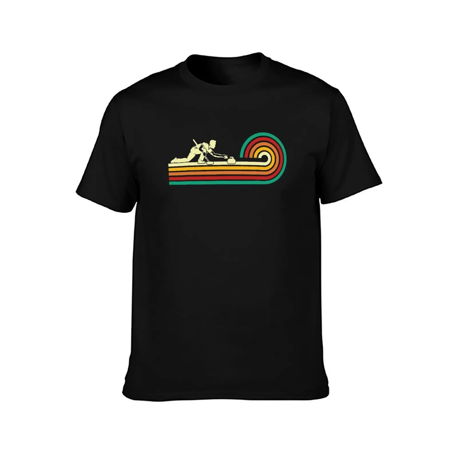 Curler Sliding Curling Stone Retro Curling T-Shirt Independence Day Short Sleeve T-Shirt