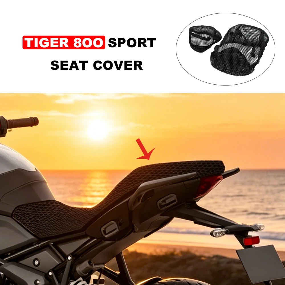 

Tiger800 2025 Motorcycle Nylon Non Slip Seat Covers NEW For TIGER 800 SPORT 3D Airflow Honeycomb Mesh Insulated Protect