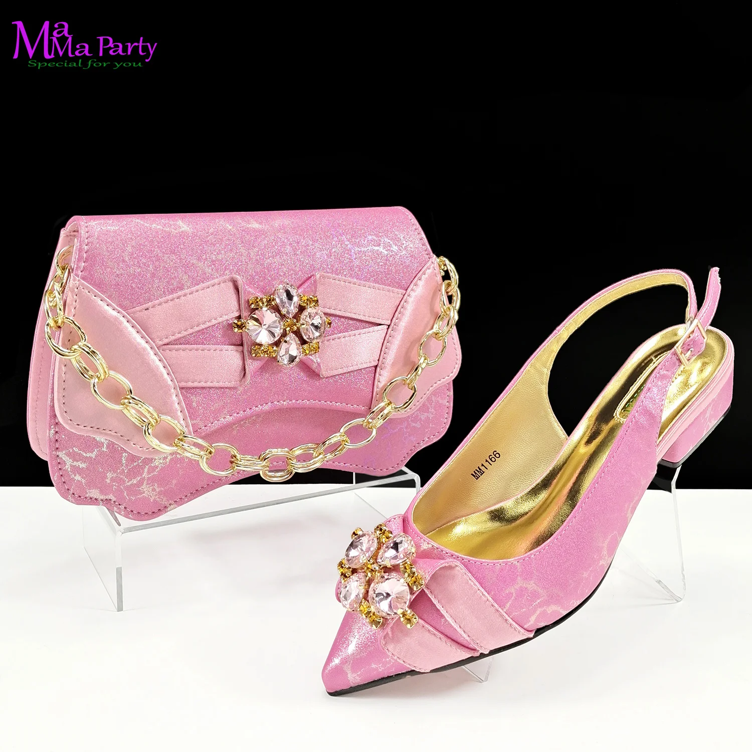 Pink Color Summer Little Red Book Hot Italian Women Mature Style Shoes Matching  Bag Set in for Garden Party