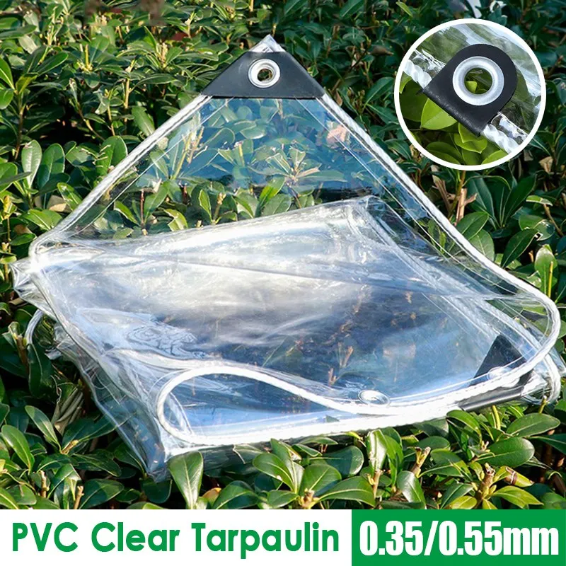 0.35&0.55mm PVC High Transparent Tarpaulin Customizable Clear Waterproof Cloth Thickened Rainproof Sails Terrace Roof Raincover