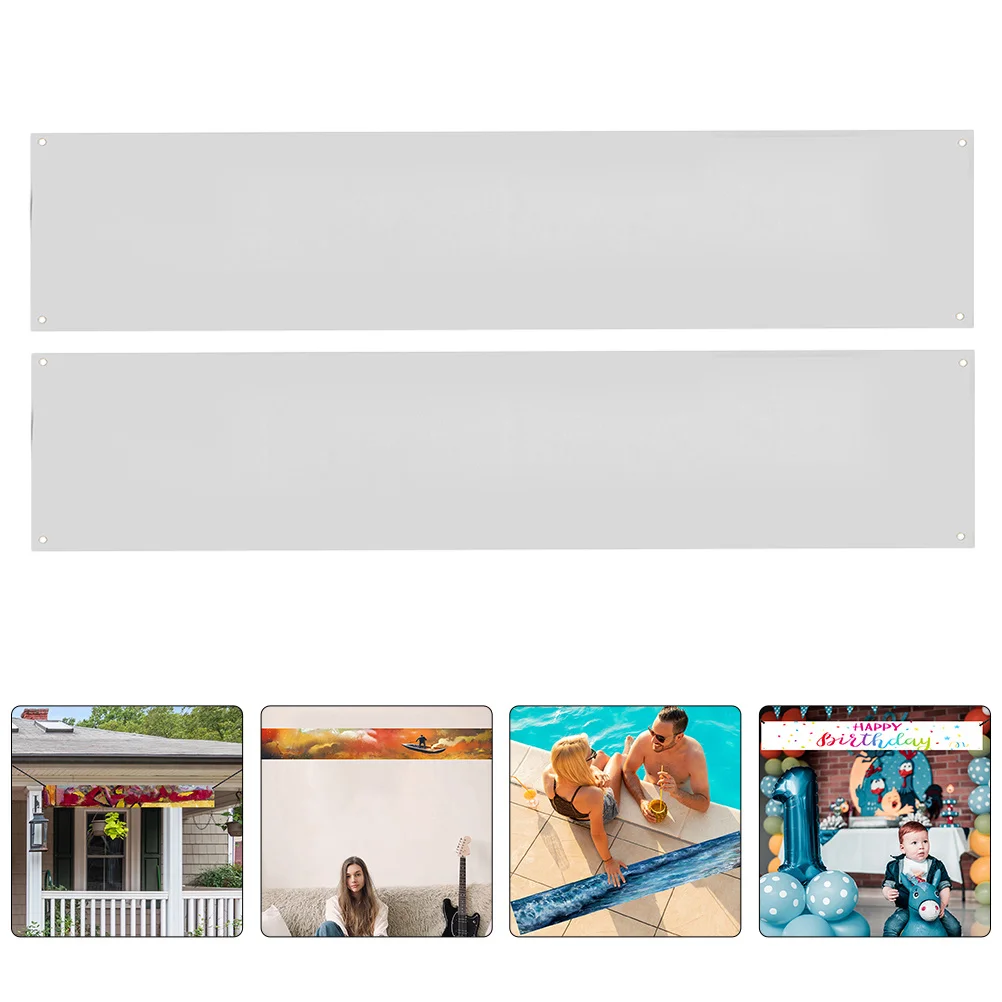 

4Pcs Large Sublimation Blank Banner Horizontal Polyester 2x6 Feet Hanging Rope Birthday Halloween Party Outdoor Decor