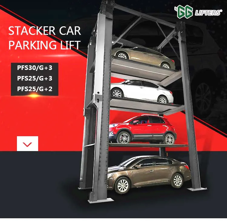 CE Certified 4-Level Hydraulic Car Parking Lift, 4-Post Vertical Stacker System for Home, Space-Saving Design Parking Equipment