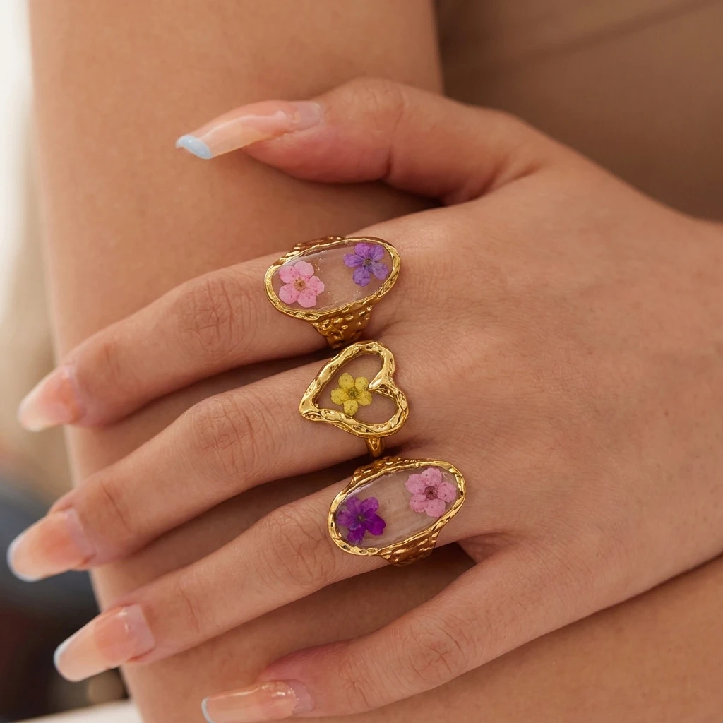 Romantic Flower Resin Heart 18 - огляд і ціна Resin Art Ring