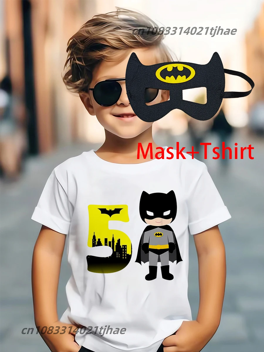 Funny Batman Super Hero Kids Tshirts for Baby Birthday Party T-Shirt Tees Boys T Shirt with Clothes Children Fashion Tops image 5