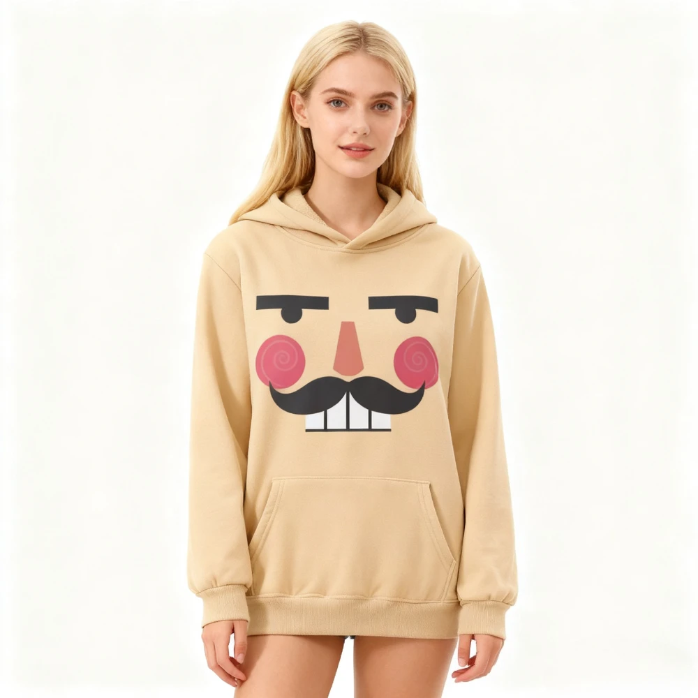 Einzigartige Nussknacker-Gesicht Hoodies Cooles Spielzeug Soldat Weihnachtskleidung Familienurlaub Sweatshirt Männer Frauen Unisex Casual Streetwear