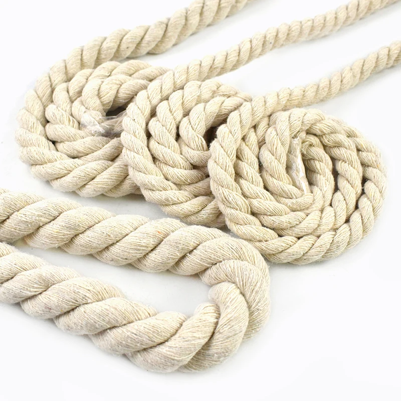 5/10Meters Beige Cotton Cord 5/7/8/10/12/15/18/20mm 3 Shares Twisted Rope Bag Strap Macrame Cords Home Decorative Sewing Ropes